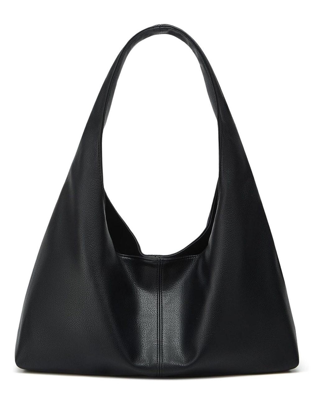 Slouchy faux leather classic Black Leather Hobo- Sleek Everyday Shoulder Tote